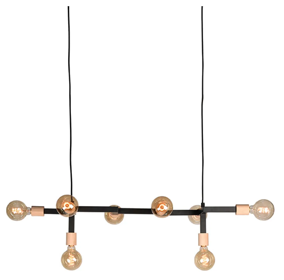 Hanglamp Loco, Metaal, 8 lamps, kleur Zwart
