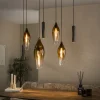 Hanglamp Luvia Glas, 4+3-lamps, kleur Sienna Bruin