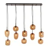 Hanglamp Mezza Glas, 10-lamps, kleur Bruin
