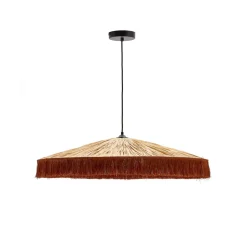Hanglamp Pollensa Raffia, 75cm, kleur naturel / terracotta