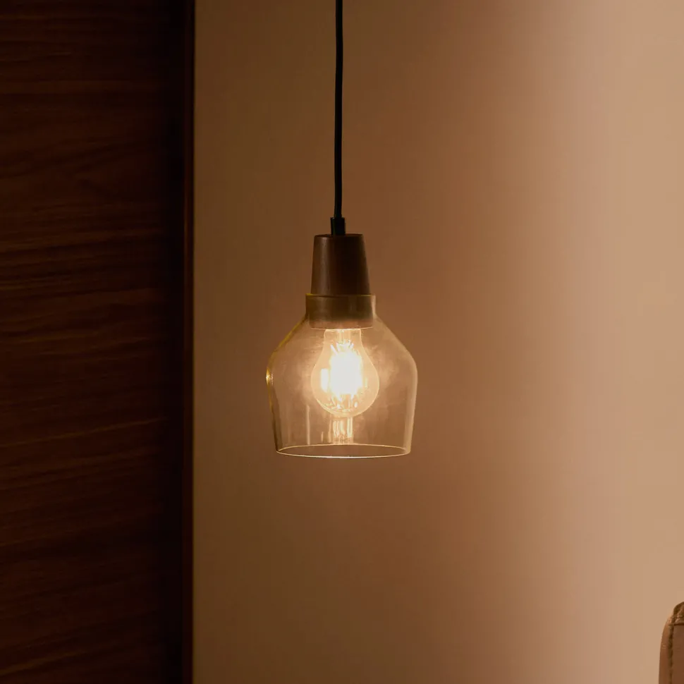 Hanglamp Silex Notenhout en glas, 13cm