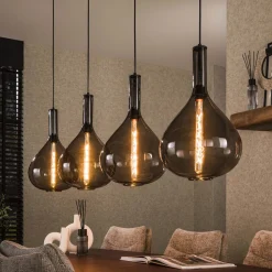 Hanglamp Suki Smoke glas, 4-lamps