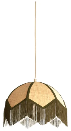 Hanglamp Sulina Raffia, kleur Naturel/Groen