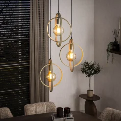 Hanglamp Tricia 3-lamps getrapt, kleur Beige