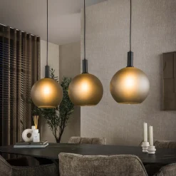 Hanglamp Vashon Gezandstraald glas, 3-lamps