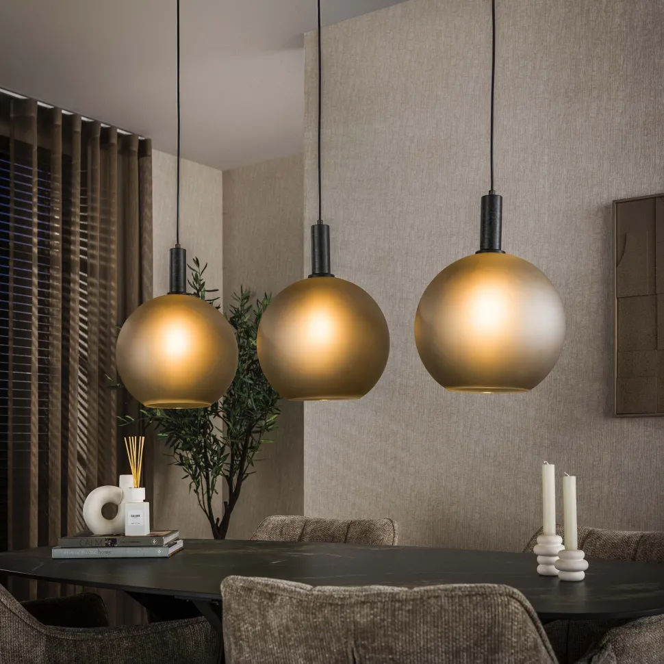 Hanglamp Vashon Gezandstraald glas, 3-lamps