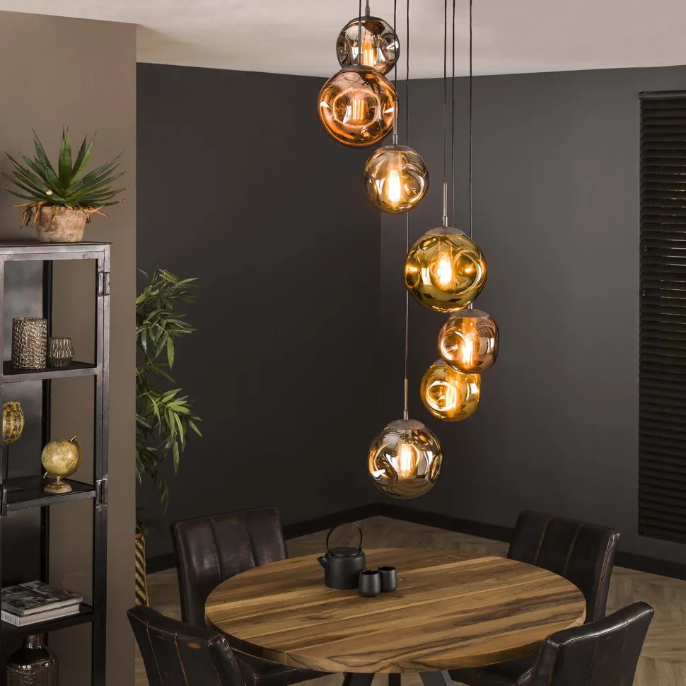 Hanglamp Yair 7-lamps Getrapt, kleur Oud Zilver