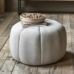 Hocker Falcone Mouliné Linen, kleur Fabulous Flax