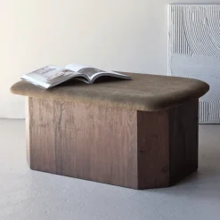 Hocker Laquette Linnenlook en mokka