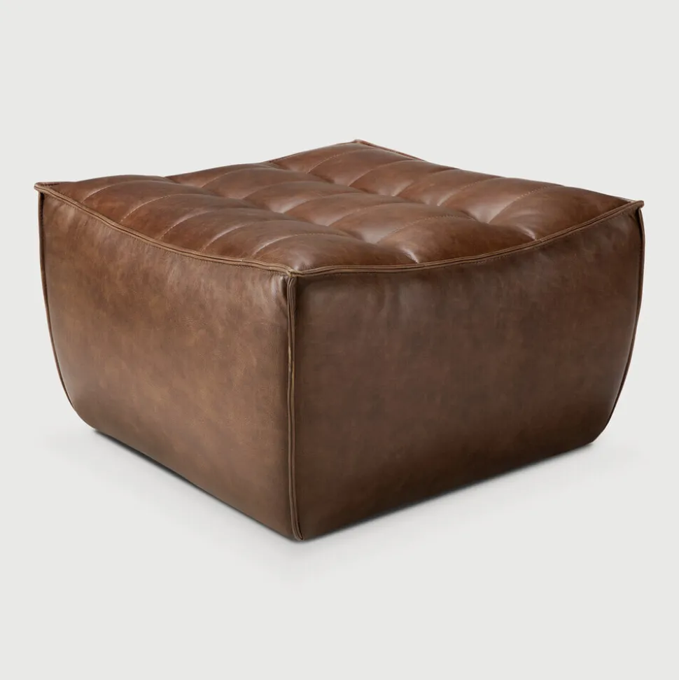 Hocker N701 Leder, 70 x 70cm, kleur Chestnut