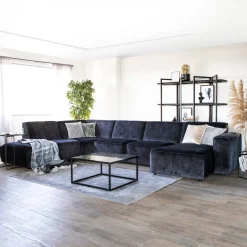 Hoekbank Amarillo Velvet, kleur Adore Antraciet