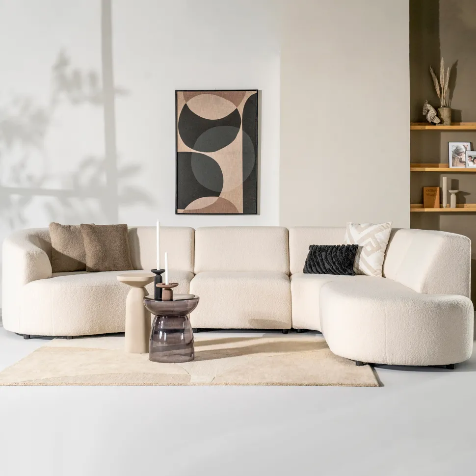 Hoekbank Denise Teddy, kleur Ivoor