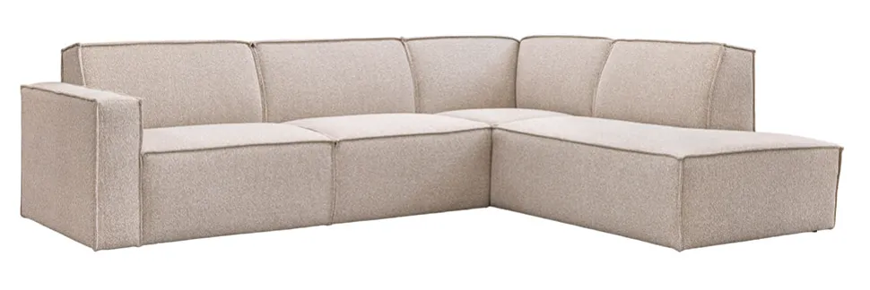 Hoekbank Kay 283cm, Rechts, Royal Bouclé, kleur Naturel