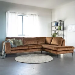 Hoekbank Kirsten Velvet, kleur camel