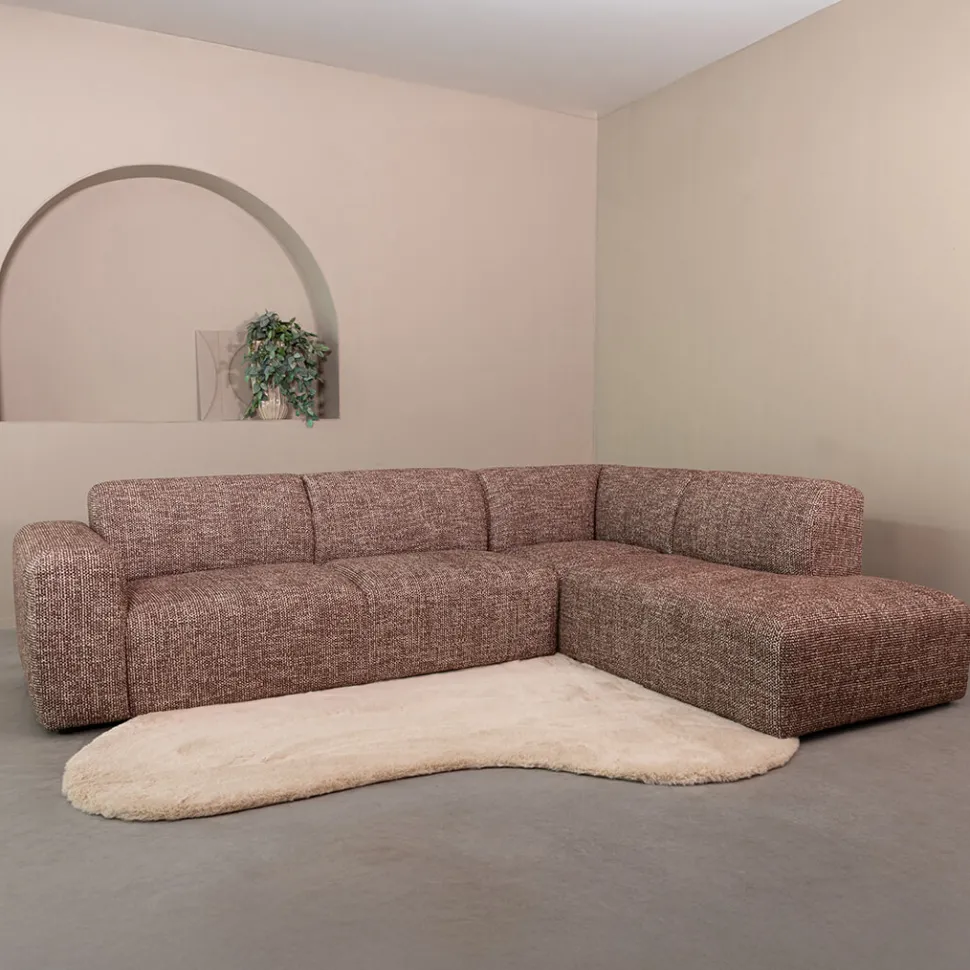 Hoekbank Verona 291, Rechts, Chenille, kleur Cherry Chocolate