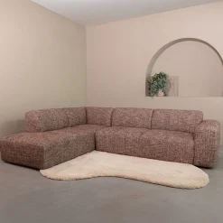 Hoekbank Verona 291cm, Links, Chenille, kleur Cherry Chocolate