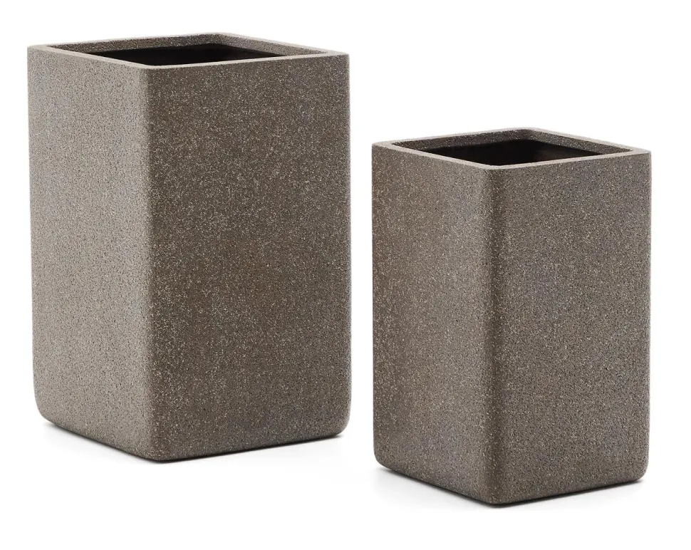 Hoge Plantenpot Minoa Polystone, Set van 2 stuks