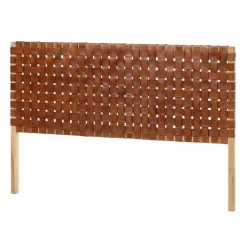 Hoofdbord Calixta Teakhout en Leer, 153 x 110cm