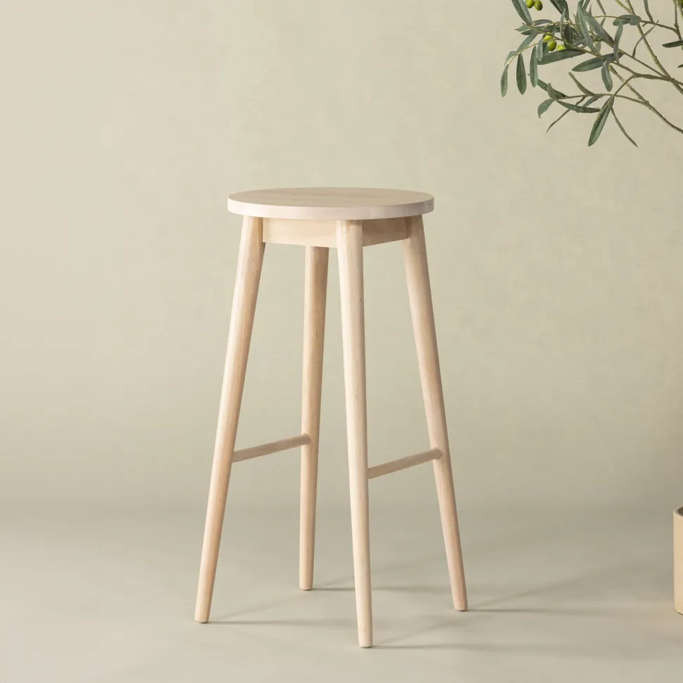 Houten Barkruk Donella Rubberhout (zithoogte 75cm)