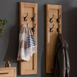 Kapstok Denice Mangohout en rotan, Met 8 haakjes