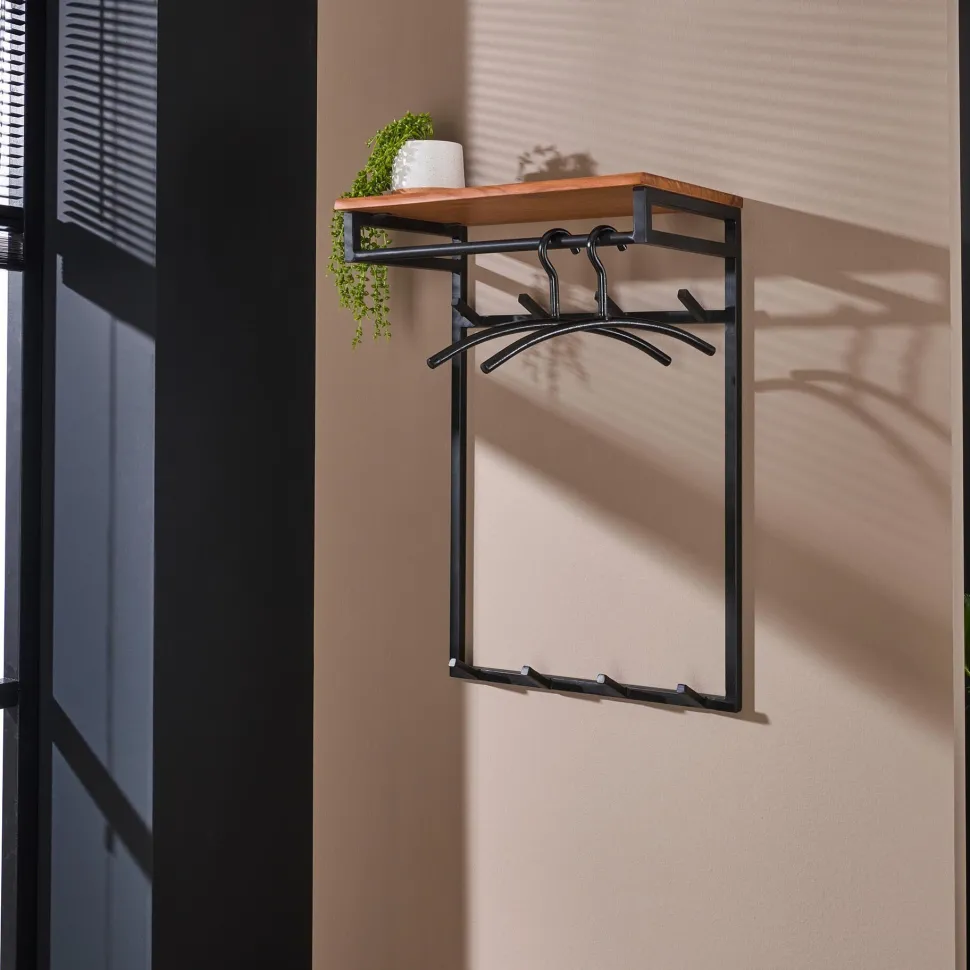 Kapstok Kelsie met 8 haken en roede, acaciahout