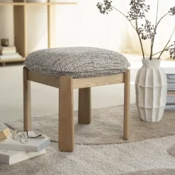 Kruk Lottie Geweven stof en eikenhout