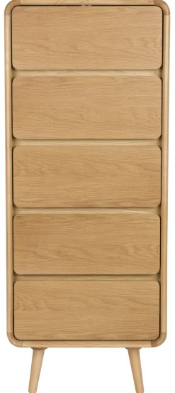 Ladekast Rise Essen en rubberhout, Met 5 laden