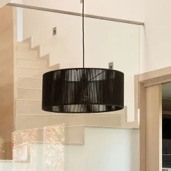 Lampenkap Cantia Jute, Ø47cm, kleur zwart