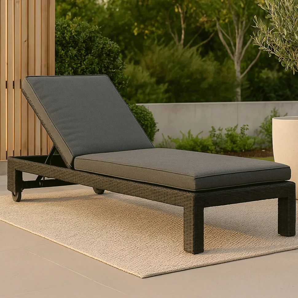 Ligbed Kha Wicker, kleur Grijs/Zwart