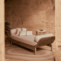 Ligstoel Catalina Acaciahout en touw, kleur Beige