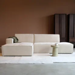 Loungebank Enzo 280cm, Linnen look, kleur Beige