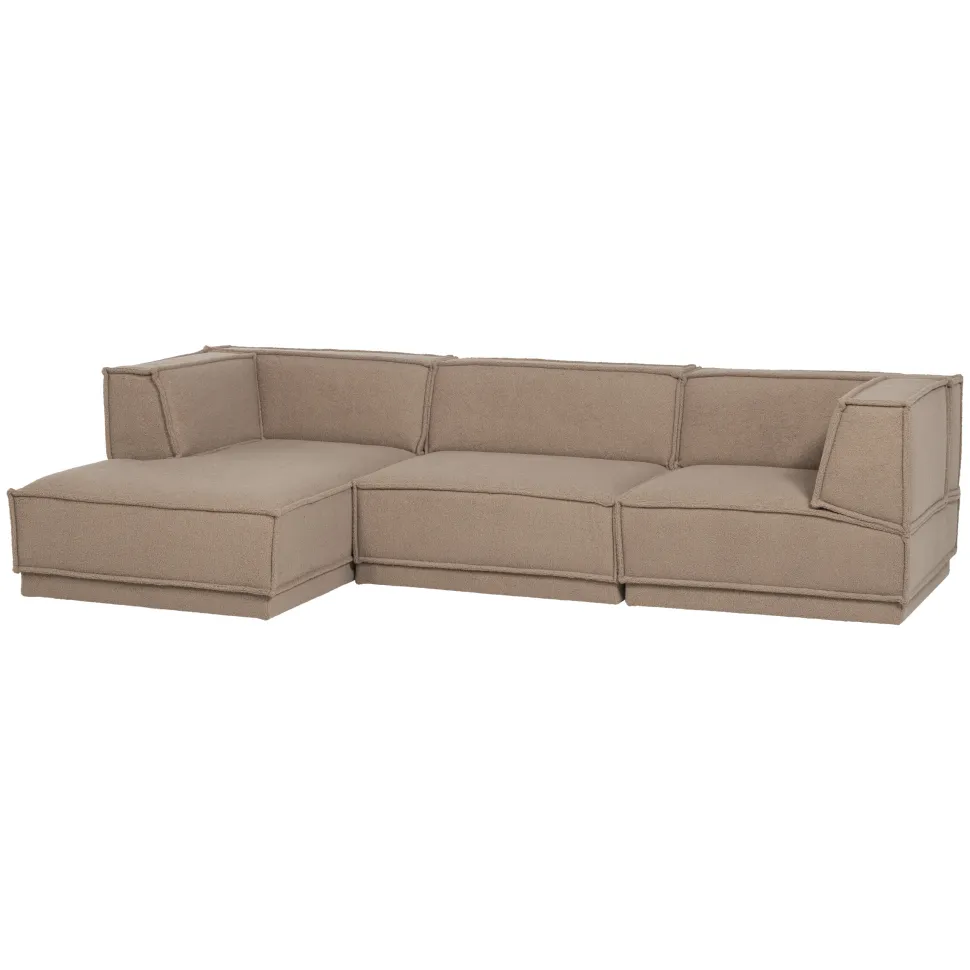 Loungebank Manu 286cm, Teddy, kleur Taupe