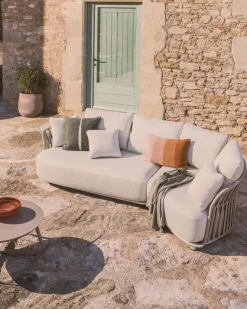 Loungebank Osani Met 2-zits en ronde module, kleur Beige/Taupe