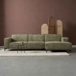 Loungebank River 304cm, Chenille, kleur Groen