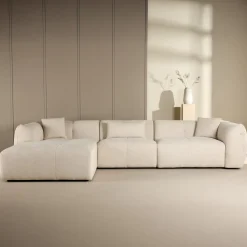 Loungebank Shenicka Chenille, 335cm, kleur Beige