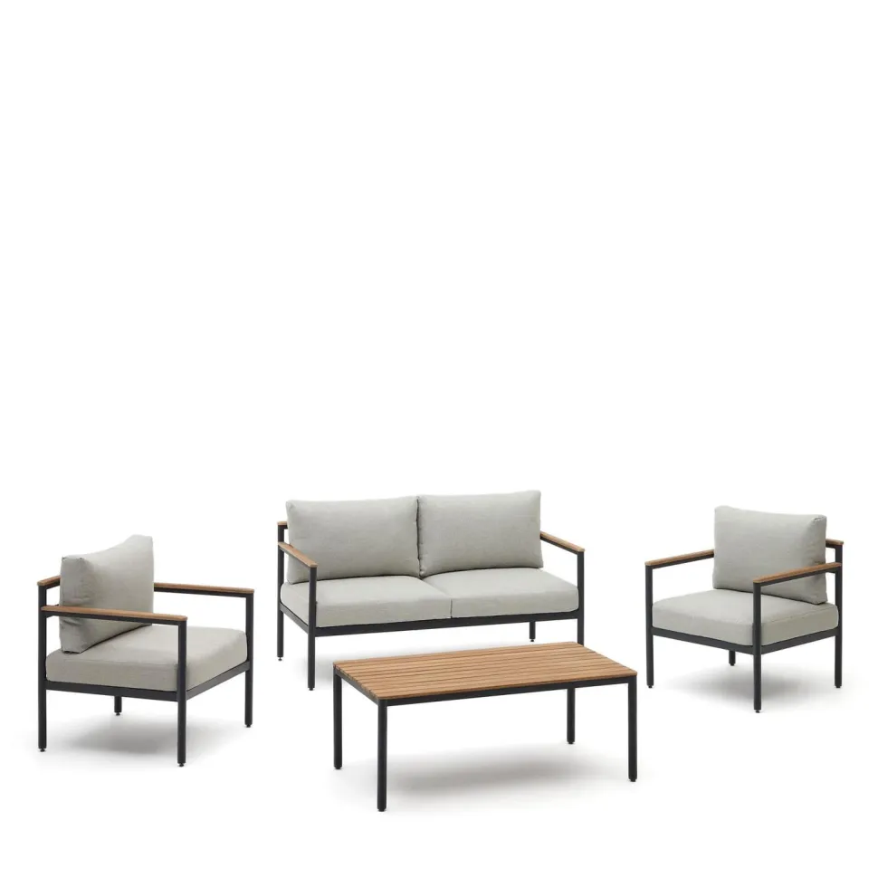 Loungeset Aiguafreda 2-zits bank, 2 fauteuils en salontafel