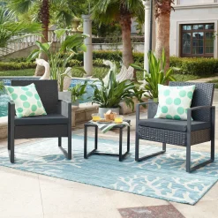 Loungeset Cherylann 2 stoelen + tafel, Polyrotan