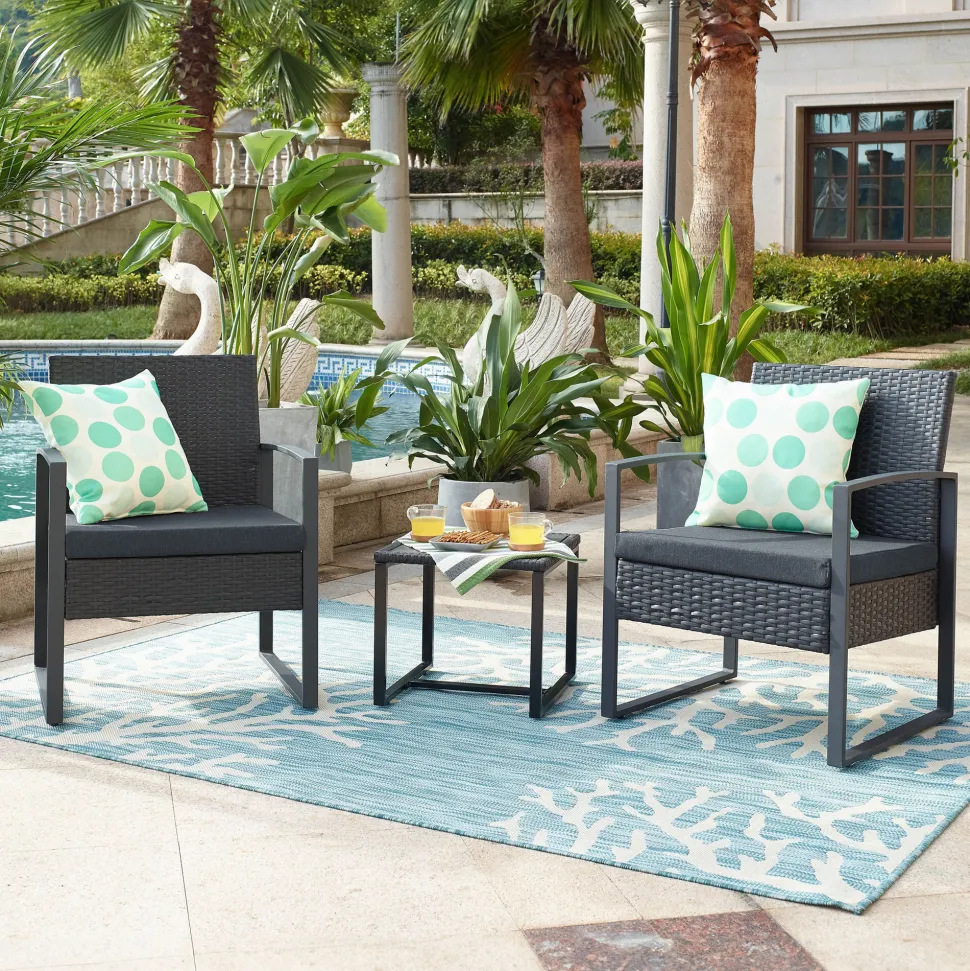 Loungeset Cherylann 2 stoelen + tafel, Polyrotan