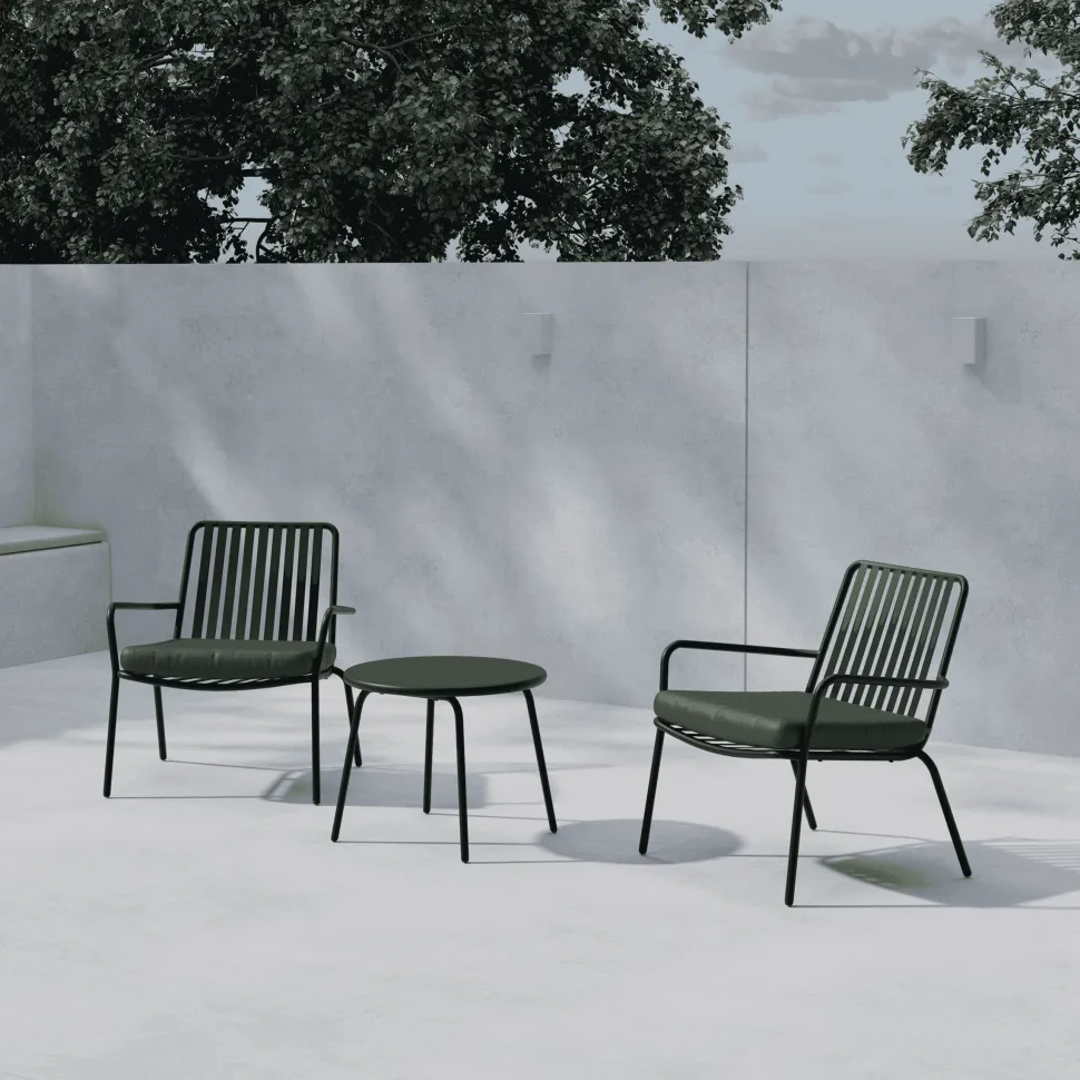 Loungeset Gared Met 2 stoelen en tafel, kleur Zwart