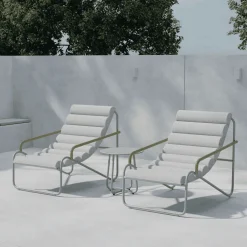 Loungeset Geron Met 2 stoelen en tafel, kleur Beige/Groen