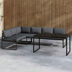 Loungeset Jenalee Met hoekbank en hoge tafel, kleur Zwart