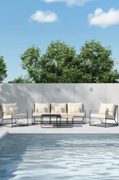 Loungeset Markesha Met bank, 2 loungestoelen en 2 tafels