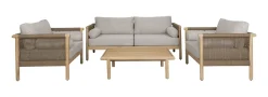 Loungeset Oasis Acaciahout en touw, Met tuinbank, 2 loungestoelen en loungetafel