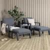 Loungeset Searra Met 2 stoelen, voetenbank en tafel, kleur Zwart/Grijs