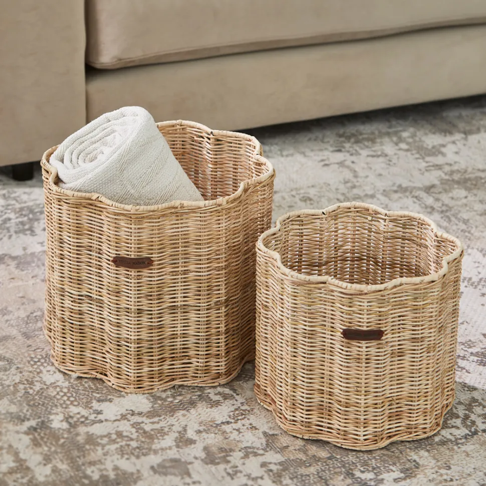 Mand Rustic Rattan Blossom Rattan Pitriet, Set van 2 stuks