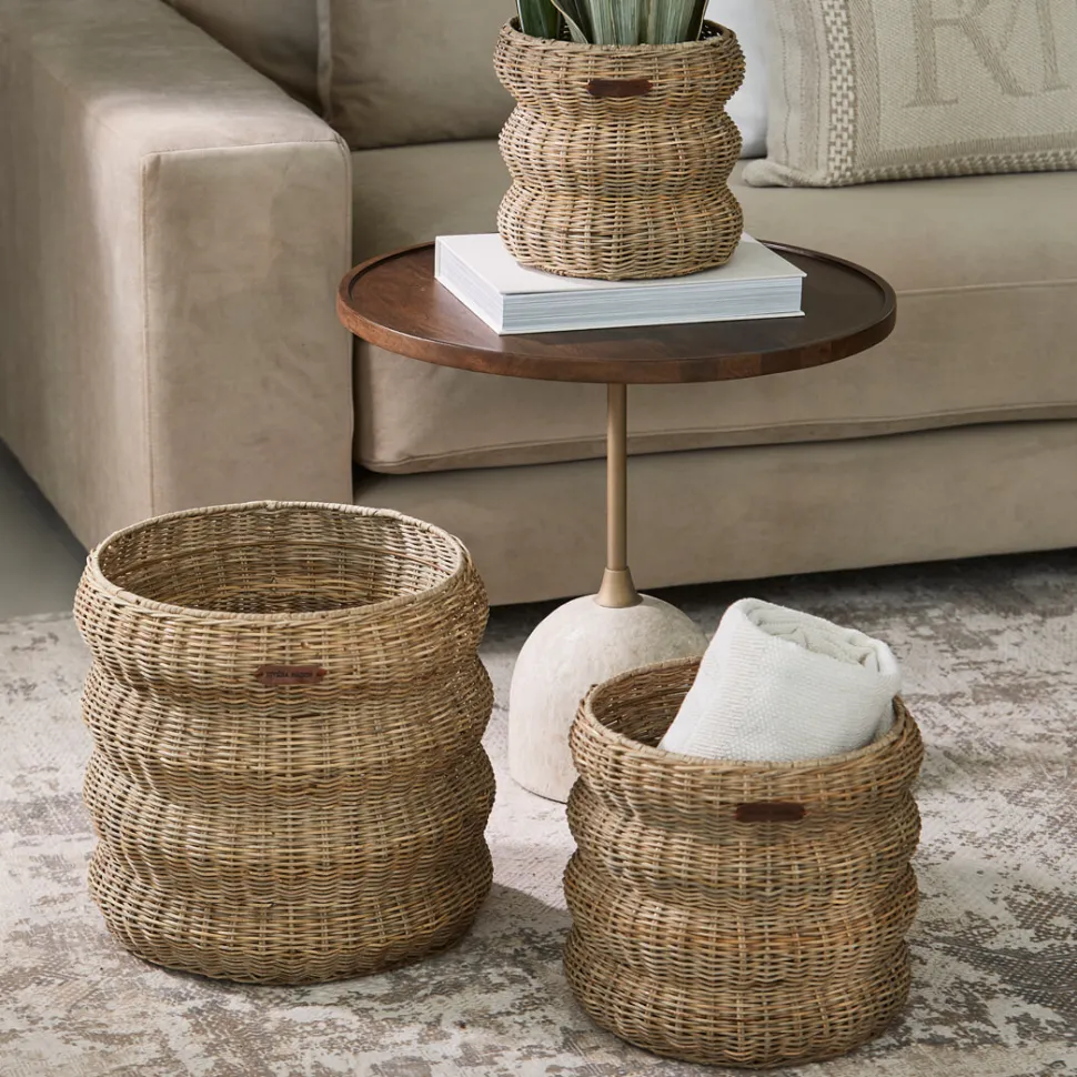 Mand Rustic Rattan Mennagio Rattan Pitriet, Set van 3 stuks