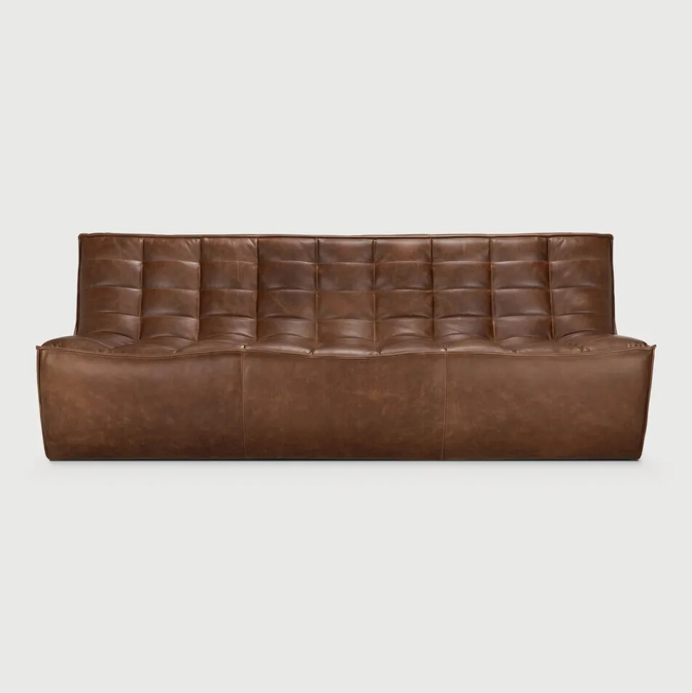Modulaire Bank N701 3-zits, Leder, kleur Chestnut