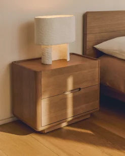 Nachtkastje Arelida Eiken, Met 2 lades