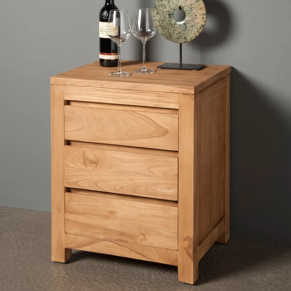 Nachtkastje Corona Teak met 3 laden