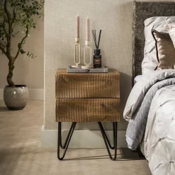 Nachtkastje Dulse Mangohout, Met 2 lades